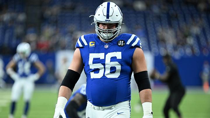 Nov 30, 2025; Indianapolis, Indiana, USA; Indianapolis Colts guard Quenton Nelson (56) warms up before a game against the Houston Texans at Lucas Oil Stadium. Mandatory Credit: Robert Goddin-Imagn Images Nov 30, 2025; Indianapolis, Indiana, USA; Indianapolis Colts guard Quenton Nelson (56) warms up before a game against the Houston Texans at Lucas Oil Stadium. Mandatory Credit: Robert Goddin-Imagn Images