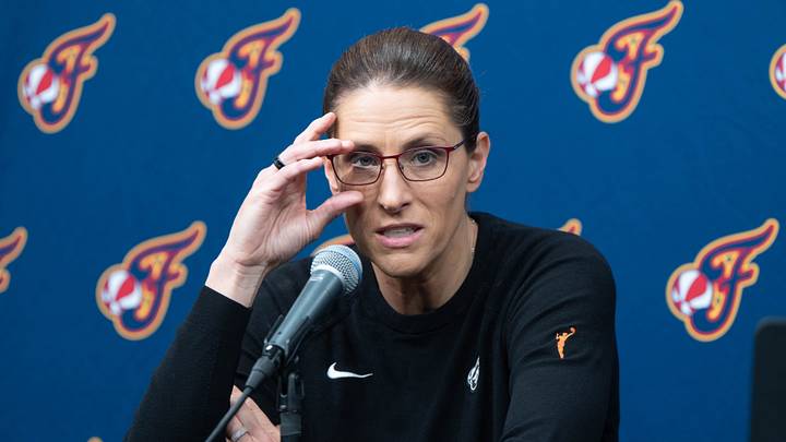 Indiana Fever head coach Stephanie White talks with the media on August 2. Indiana Fever head coach Stephanie White talks with the media on August 2.