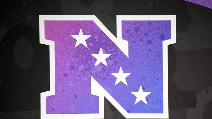 Feb 2, 2026; San Francisco, CA, USA; The NFC logo at the NFL Flag Fieldhouse at Moscone Center South Building. Mandatory Credit: Kirby Lee-Imagn Images Feb 2, 2026; San Francisco, CA, USA; The NFC logo at the NFL Flag Fieldhouse at Moscone Center South Building. Mandatory Credit: Kirby Lee-Imagn Images