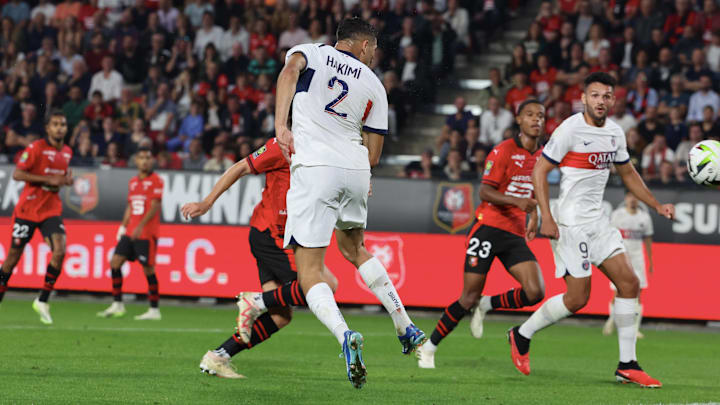 Achraf Hakimi a trouvé le chemin des filets ce dimanche soir face à Rennes. Achraf Hakimi a trouvé le chemin des filets ce dimanche soir face à Rennes.