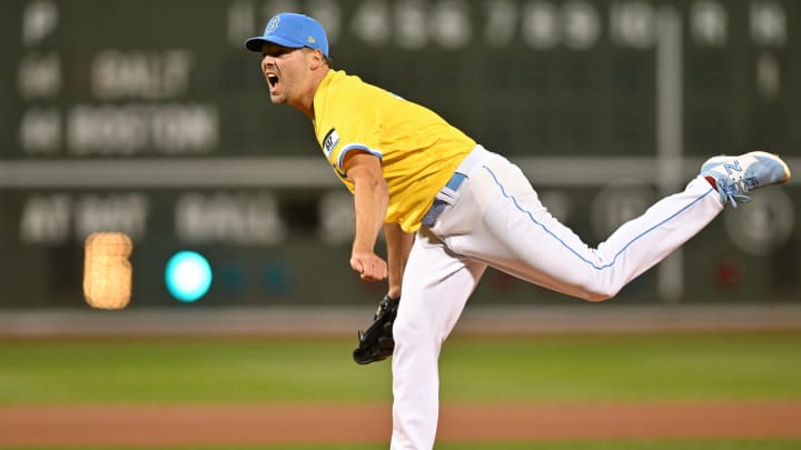 Sep 28, 2022; Boston, Massachusetts, USA; Boston Red Sox starting pitcher Rich Hill (44) pitches against the Baltimore Orioles during the first inning at Fenway Park. Mandatory Credit: Brian Fluharty-USA TODAY Sports Sep 28, 2022; Boston, Massachusetts, USA; Boston Red Sox starting pitcher Rich Hill (44) pitches against the Baltimore Orioles during the first inning at Fenway Park. Mandatory Credit: Brian Fluharty-USA TODAY Sports