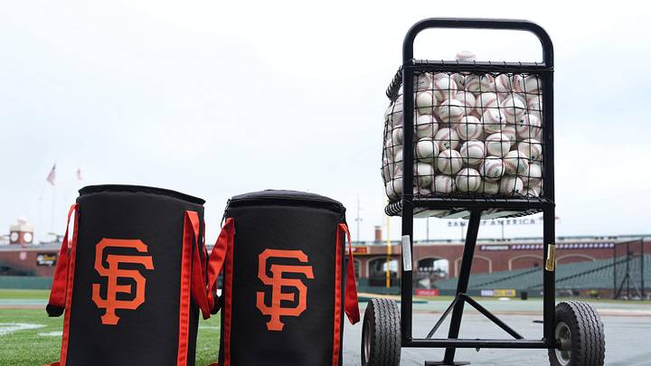 Ball bags with the San Francisco Giants logo. Ball bags with the San Francisco Giants logo.