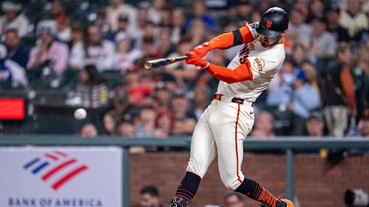 Sep 24, 2025; San Francisco, California, USA; San Francisco Giants first baseman Bryce Eldridge (78) hits a single to left field against the St. Louis Cardinals during the seventh inning at Oracle Park. Mandatory Credit: Neville E. Guard-Imagn Images Sep 24, 2025; San Francisco, California, USA; San Francisco Giants first baseman Bryce Eldridge (78) hits a single to left field against the St. Louis Cardinals during the seventh inning at Oracle Park. Mandatory Credit: Neville E. Guard-Imagn Images