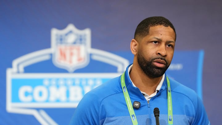 Feb 24, 2026; Indianapolis, IN, USA; Cleveland Browns general manager Andrew Berry speaks at the NFL Scouting Combine at the Indiana Convention Center. Mandatory Credit: Kirby Lee-Imagn Images Feb 24, 2026; Indianapolis, IN, USA; Cleveland Browns general manager Andrew Berry speaks at the NFL Scouting Combine at the Indiana Convention Center. Mandatory Credit: Kirby Lee-Imagn Images