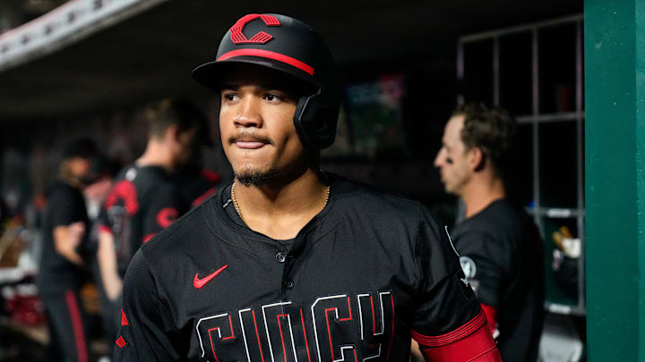 Cincinnati Reds third baseman Noelvi Marte (16) prepares to bat in the seventh inning of the MLB National League game between the Cincinnati Reds and the Washington Nationals at Great American Ball Park in downtown Cincinnati on Friday, May 2, 2025. Cincinnati Reds third baseman Noelvi Marte (16) prepares to bat in the seventh inning of the MLB National League game between the Cincinnati Reds and the Washington Nationals at Great American Ball Park in downtown Cincinnati on Friday, May 2, 2025.