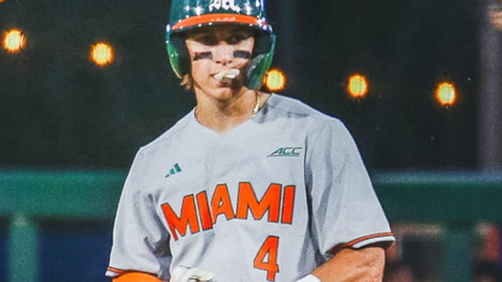 Miami Hurricanes short-stop Jake Ogden against No. 8 Florida.