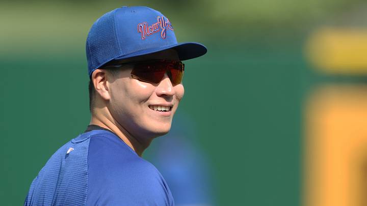 Mets pitcher Kodai Senga (34) smiles on the field before the game against the Pittsburgh Pirates at PNC Park. Mets pitcher Kodai Senga (34) smiles on the field before the game against the Pittsburgh Pirates at PNC Park.