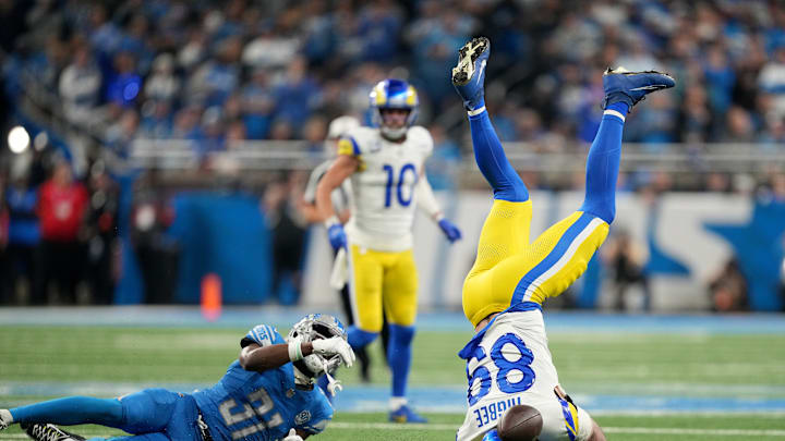 NFC Wild Card Playoffs - Los Angeles Rams v Detroit Lions, Tyler Higbee, Kerby Joseph