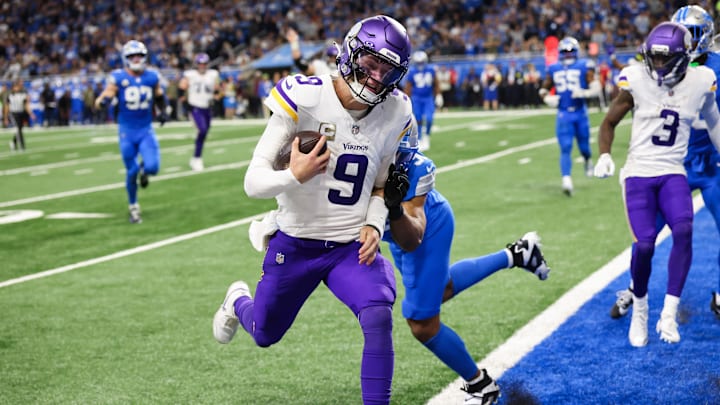 J.J. McCarthy scored three touchdowns in his return from a high ankle sprain on Sunday. 