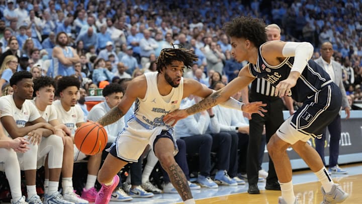 Feb 3, 2024; Chapel Hill, North Carolina, USA;  North Carolina Tar Heels guard RJ Davis (4) with the