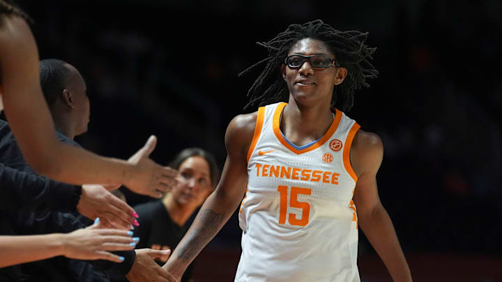Tennessee guard Jaida Civil (15) subs out in the final moments of the NCAA college basketball game against Missouri on Feb 12, 2026, in Knoxville, Tennessee. Tennessee guard Jaida Civil (15) subs out in the final moments of the NCAA college basketball game against Missouri on Feb 12, 2026, in Knoxville, Tennessee.