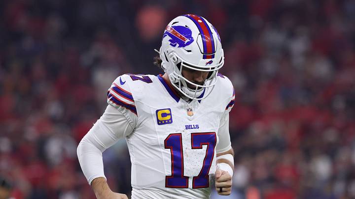 Nov 20, 2025; Houston, Texas, USA; Buffalo Bills quarterback Josh Allen (17) walks off the field after a play during the game against the Houston Texans at NRG Stadium Nov 20, 2025; Houston, Texas, USA; Buffalo Bills quarterback Josh Allen (17) walks off the field after a play during the game against the Houston Texans at NRG Stadium