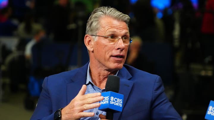 Minnesota Vikings former general manager Rick Spielman on the CBS Sports set at the NFL Scouting Combine at Indiana Convention Center in 2024.