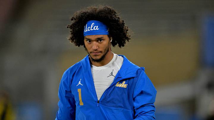 Nov 22, 2025; Pasadena, California, USA; UCLA Bruins wide receiver Rico Flores Jr. (1) warms up prior to the game against the Washington Huskies at Rose Bowl. Mandatory Credit: Jayne Kamin-Oncea-Imagn Images Nov 22, 2025; Pasadena, California, USA; UCLA Bruins wide receiver Rico Flores Jr. (1) warms up prior to the game against the Washington Huskies at Rose Bowl. Mandatory Credit: Jayne Kamin-Oncea-Imagn Images