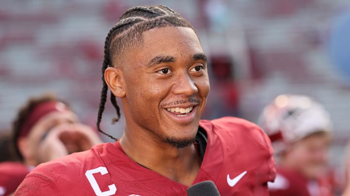 Aug 30, 2025; Fayetteville, Arkansas, USA; Arkansas Razorbacks quarterback Taylen Green after the game against the Alabama A&M Bulldogs at Donald W. Reynolds Razorback Stadium. Mandatory Credit: Nelson Chenault-Imagn Images