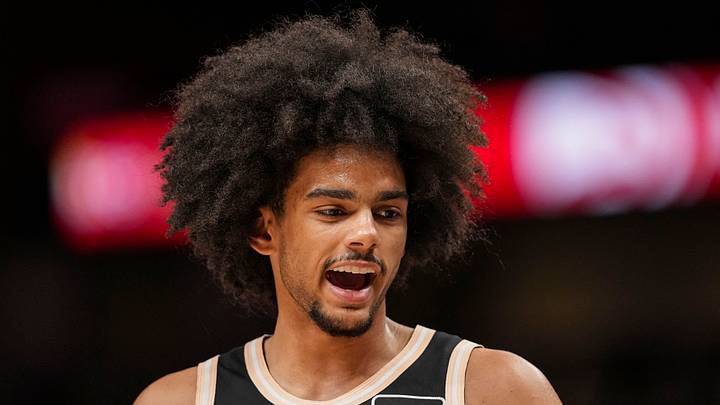 Atlanta Hawks forward Asa Newell (14) against the Washington Wizards at State Farm Arena on February 26, 2026.