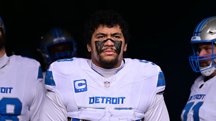 Detroit Lions offensive tackle Penei Sewell (58). Detroit Lions offensive tackle Penei Sewell (58).