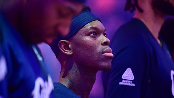 Mar 27, 2026; Cleveland, Ohio, USA; Cleveland Cavaliers guard Dennis Schroder (8) listens to the national anthem before the game between the Cavaliers and the Miami Heat at Rocket Arena. Mandatory Credit: Ken Blaze-Imagn Images Mar 27, 2026; Cleveland, Ohio, USA; Cleveland Cavaliers guard Dennis Schroder (8) listens to the national anthem before the game between the Cavaliers and the Miami Heat at Rocket Arena. Mandatory Credit: Ken Blaze-Imagn Images