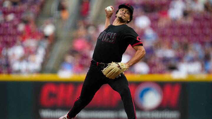 Sep 18, 2026; Cincinnati, Ohio, USA;  Cincinnati Reds pitcher Chase Burns (26) throws against the Chicago Cubs in the first inning at Great American Ball Park. Mandatory Credit: Aaron Doster-Imagn Images