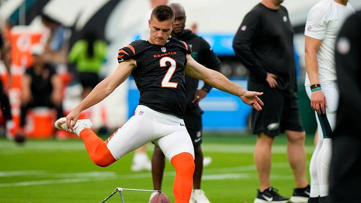 Cincinnati Bengals place kicker Evan McPherson (2) during warmups before the NFL Preseason Week 3 game between the Philadelphia Eagles and the Cincinnati Bengals at Lincoln Financial Field in Philladelphia on Friday, Aug. 28, 2026. Cincinnati Bengals place kicker Evan McPherson (2) during warmups before the NFL Preseason Week 3 game between the Philadelphia Eagles and the Cincinnati Bengals at Lincoln Financial Field in Philladelphia on Friday, Aug. 28, 2026.