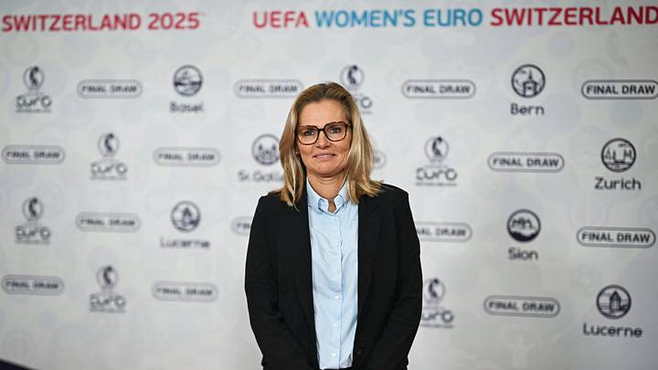 Sarina Wiegman at the Euro 2025 group stage draw Sarina Wiegman at the Euro 2025 group stage draw