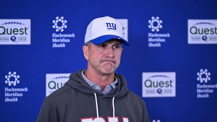May 21, 2026; East Rutherford, NJ, USA; New York Giants head coach John Harbaugh speaks at a press conference during organized team activities at Quest Diagnostics Training Center. May 21, 2026; East Rutherford, NJ, USA; New York Giants head coach John Harbaugh speaks at a press conference during organized team activities at Quest Diagnostics Training Center.