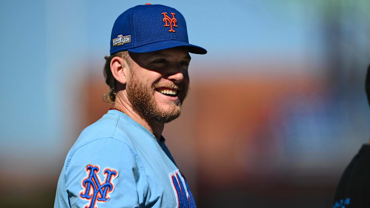 Oct 6, 2024; Philadelphia, Pennsylvania, USA; New York Mets outfielder Harrison Bader (44) warms up before game two of the NLDS against the Philadelphia Phillies for the 2024 MLB Playoffs at Citizens Bank Park. Mandatory Credit: Kyle Ross-Imagn Images Oct 6, 2024; Philadelphia, Pennsylvania, USA; New York Mets outfielder Harrison Bader (44) warms up before game two of the NLDS against the Philadelphia Phillies for the 2024 MLB Playoffs at Citizens Bank Park. Mandatory Credit: Kyle Ross-Imagn Images