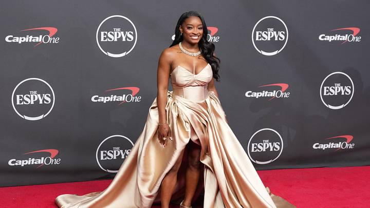 Jul 15, 2026; New York, NY, USA; Simone Biles arrives on the red carpet before the 2026 ESPY Awards at Lincoln Center. Mandatory Credit: Kirby Lee-Imagn Images Jul 15, 2026; New York, NY, USA; Simone Biles arrives on the red carpet before the 2026 ESPY Awards at Lincoln Center. Mandatory Credit: Kirby Lee-Imagn Images