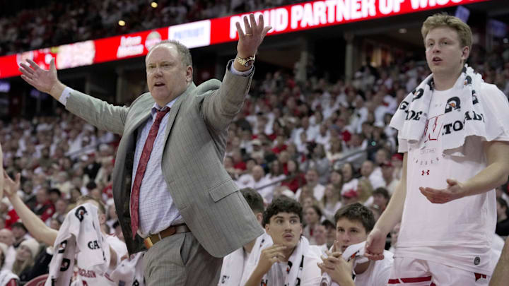 Wisconsin head coach Greg Gard is shown during the second half of their game Sunday, January 25, 2026 at the Kohl Center in Madison, Wisconsin. USC beat Wisconsin 73-71.