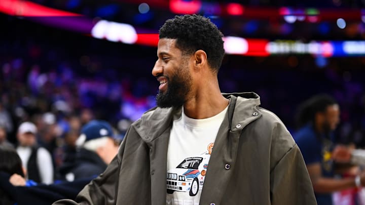 Jan 31, 2025; Philadelphia, Pennsylvania, USA; Philadelphia 76ers forward Paul George (8) looks on after the game against the Denver Nuggets at Wells Fargo Center. Mandatory Credit: Kyle Ross-Imagn Images Jan 31, 2025; Philadelphia, Pennsylvania, USA; Philadelphia 76ers forward Paul George (8) looks on after the game against the Denver Nuggets at Wells Fargo Center. Mandatory Credit: Kyle Ross-Imagn Images