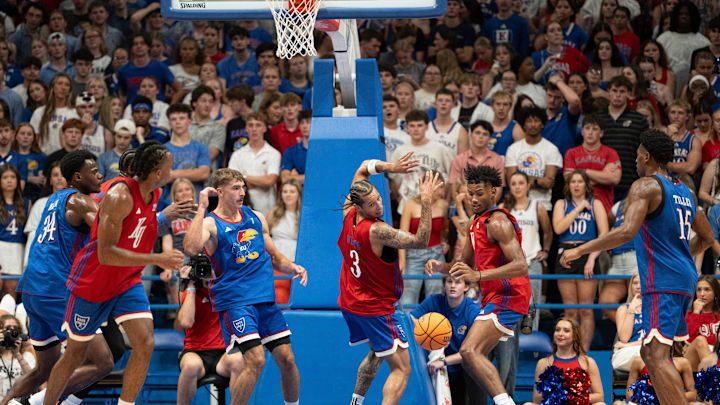 KU players look to rebound during Late Night in the Phog, Friday, Oct. 17, 2025 at Allen Fieldhouse . KU players look to rebound during Late Night in the Phog, Friday, Oct. 17, 2025 at Allen Fieldhouse .