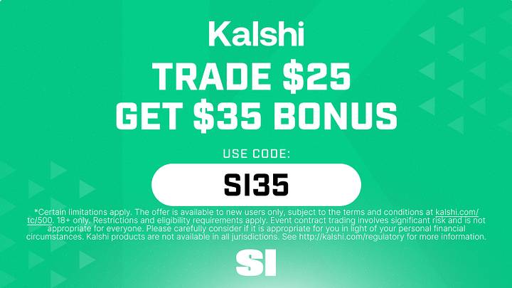 Trade $25, get $35 with Kalshi promo code SI35 for the 49ers vs. Chargers game. Claim this Kalshi promo code offer today. Trade $25, get $35 with Kalshi promo code SI35 for the 49ers vs. Chargers game. Claim this Kalshi promo code offer today.