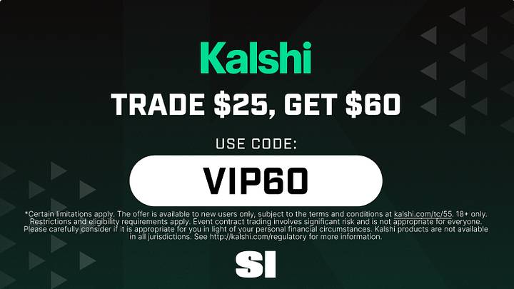 Get a $60 trading bonus with Kalshi promo code VIP60 for Week 6 college football. Trade Texas vs. Oklahoma and Georgia vs. Alabama. Get a $60 trading bonus with Kalshi promo code VIP60 for Week 6 college football. Trade Texas vs. Oklahoma and Georgia vs. Alabama.
