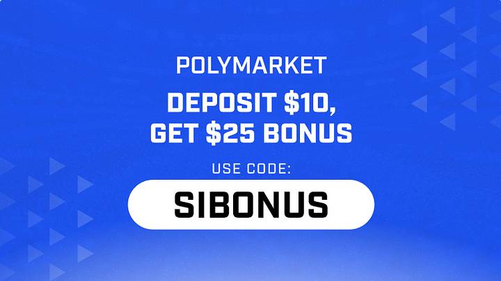 Get a $25 trading bonus with Polymarket promo code SIBONUS. Deposit $10 and trade on Bills vs. Rams and MLB Playoffs Monday, October 12. Get a $25 trading bonus with Polymarket promo code SIBONUS. Deposit $10 and trade on Bills vs. Rams and MLB Playoffs Monday, October 12.