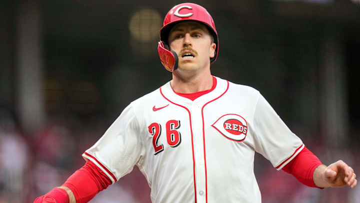 Cincinnati Reds outfielder Jacob Hurtubise (26) crosses the plate on a TJ Friedl single in the ninth inning of the MLB Opening Day game between the Cincinnati Reds and the San Francisco Giants at Great American Ball Park in downtown Cincinnati on Thursday, March 27, 2025. The Giants won 6-4. Cincinnati Reds outfielder Jacob Hurtubise (26) crosses the plate on a TJ Friedl single in the ninth inning of the MLB Opening Day game between the Cincinnati Reds and the San Francisco Giants at Great American Ball Park in downtown Cincinnati on Thursday, March 27, 2025. The Giants won 6-4.