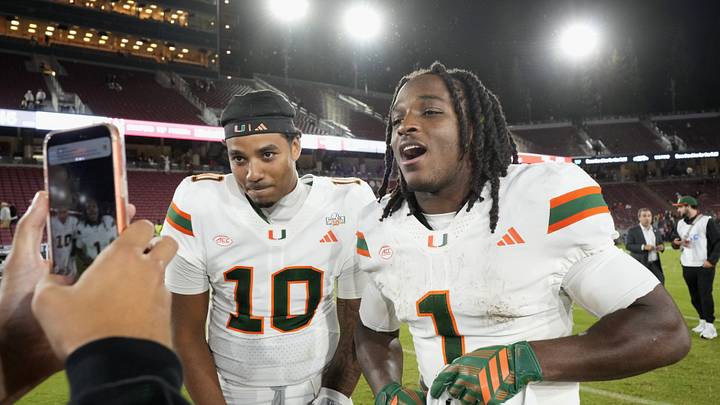 Miami quarterback Darian Mensah (10) and wide receiver Malachi Toney (1) put on a show in Week 1. Miami quarterback Darian Mensah (10) and wide receiver Malachi Toney (1) put on a show in Week 1.