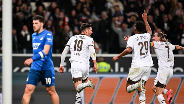 St. Pauli players celebrate against Hoffenheim last time out 