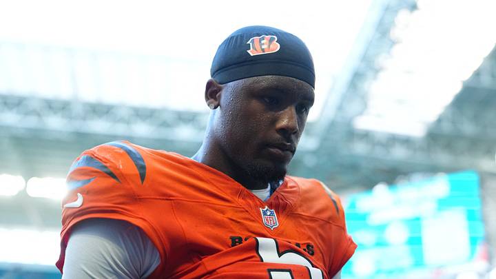 Oct 11, 2026; Miami Gardens, Florida, USA;  Cincinnati Bengals wide receiver Tee Higgins (5) walks off the field after the game against the Miami Dolphins at Hard Rock Stadium.  Mandatory Credit: Rich Storry-Imagn Images