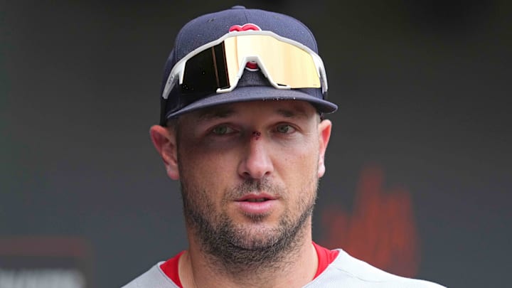 Apr 3, 2025; Baltimore, Maryland, USA; Boston Red Sox third baseman Alex Bregman (2) prior to the game against the Baltimore Orioles at Oriole Park at Camden Yards. Mandatory Credit: Mitch Stringer-Imagn Images