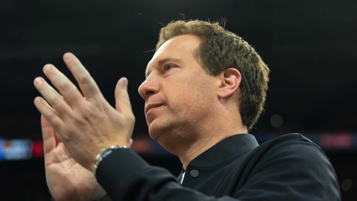 Dec 31, 2023; Phoenix, Arizona, USA; Phoenix Suns owner Mat Ishbia applauds during the first half of the game against the Orlando Magic at Footprint Center. Mandatory Credit: Joe Camporeale-USA TODAY Sports