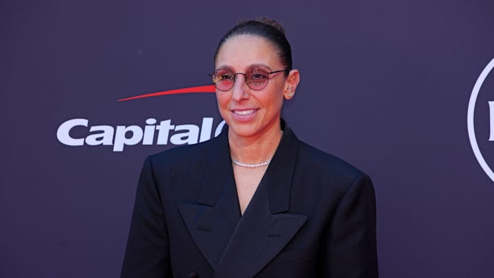 Jul 16, 2025; Los Angeles, CA, USA; Diana Taurasi on the red carpet before the ESPYS at The Dolby Theatre. Mandatory Credit: Kirby Lee-Imagn Images