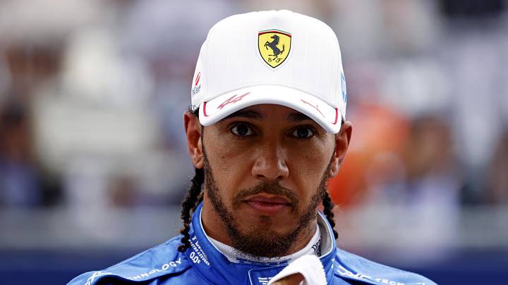 May 3, 2025; Miami Gardens, FL, USA; Ferrari driver Lewis Hamilton (44) after finishing third in the F1 Miami Grand Prix Sprint Race at Miami International Autodrome.
