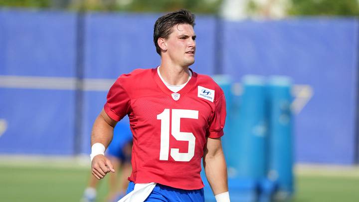 Aug 30, 2026; Woodland Hills, CA, USA; Los Angeles Rams quarterback Ty Simpson (15) at practice at the Rams Practice Facility. Mandatory Credit: Kirby Lee-Imagn Images Aug 30, 2026; Woodland Hills, CA, USA; Los Angeles Rams quarterback Ty Simpson (15) at practice at the Rams Practice Facility. Mandatory Credit: Kirby Lee-Imagn Images