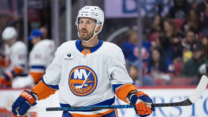 Oct 18, 2025; Ottawa, Ontario, CAN; New York Islanders center Casey Cizikas (53) skates in the first period against the Ottawa Senators at the Canadian Tire Centre. Mandatory Credit: Marc DesRosiers-IMAGN Images