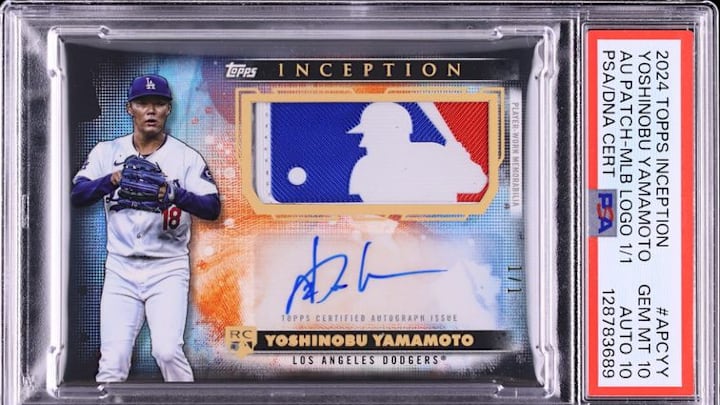 2024 Topps Inception Yoshinobu Yamamoto Rookie MLB Logo Patch Auto 1/1 PSA 10/10 2024 Topps Inception Yoshinobu Yamamoto Rookie MLB Logo Patch Auto 1/1 PSA 10/10