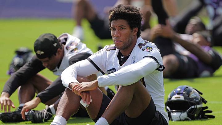 Jul 29, 2026; Ownings Mills, MD, USA; Baltimore Ravens cornerback Marlon Humphrey (44) during practice at the Under Armour Performance Center. Mandatory Credit: Mitch Stringer-Imagn Images Jul 29, 2026; Ownings Mills, MD, USA; Baltimore Ravens cornerback Marlon Humphrey (44) during practice at the Under Armour Performance Center. Mandatory Credit: Mitch Stringer-Imagn Images