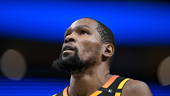 Mar 9, 2025; Dallas, Texas, USA; Phoenix Suns forward Kevin Durant (35) during the game between the Dallas Mavericks and the Phoenix Suns at American Airlines Center. Mandatory Credit: Jerome Miron-Imagn Images