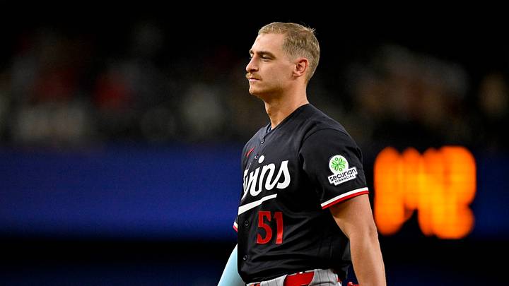 Jun 15, 2026; Arlington, Texas, USA; Minnesota Twins left fielder Kyler Fedko (51) walks off the field after he bats against the Texas Rangers during the sixth inning at Globe Life Field. Mandatory Credit: Jerome Miron-Imagn Images Jun 15, 2026; Arlington, Texas, USA; Minnesota Twins left fielder Kyler Fedko (51) walks off the field after he bats against the Texas Rangers during the sixth inning at Globe Life Field. Mandatory Credit: Jerome Miron-Imagn Images