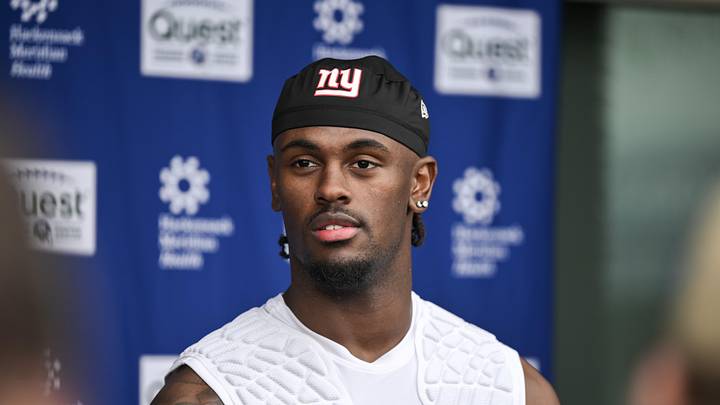 May 9, 2026; East Rutherford, NJ, USA; New York Giants wide receiver Malachi Fields (0) speaks during a press conference at rookie minicamp at Quest Diagnostics Training Center. Mandatory Credit: John Jones-Imagn Images