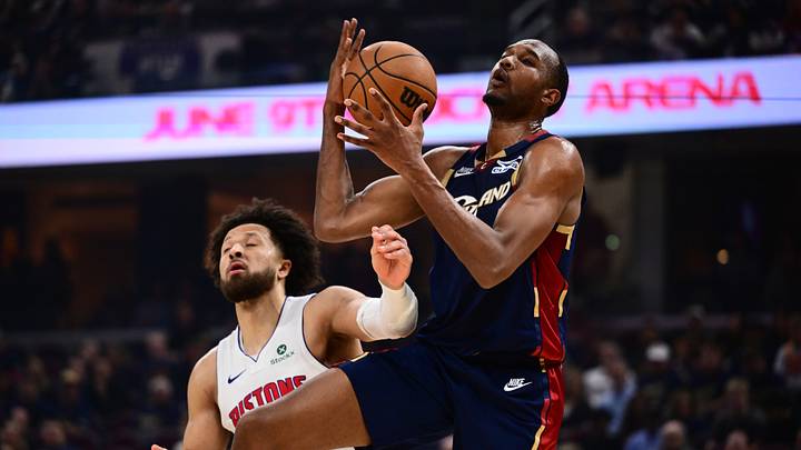 May 15, 2026; Cleveland, Ohio, USA; Cleveland Cavaliers center Evan Mobley (4) goes for a rebound against Detroit Pistons guard Cade Cunningham (2) during the second half in game six of the second round of the 2026 NBA Playoffs at Rocket Arena. Mandatory Credit: Ken Blaze-Imagn Images May 15, 2026; Cleveland, Ohio, USA; Cleveland Cavaliers center Evan Mobley (4) goes for a rebound against Detroit Pistons guard Cade Cunningham (2) during the second half in game six of the second round of the 2026 NBA Playoffs at Rocket Arena. Mandatory Credit: Ken Blaze-Imagn Images